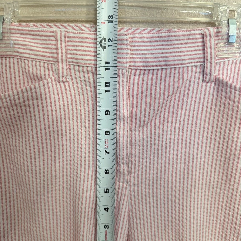 Lands End Womens Pink Seersucker Striped Mid Rise Slim Leg Pants Size 10 Preppy - Picture 5 of 8